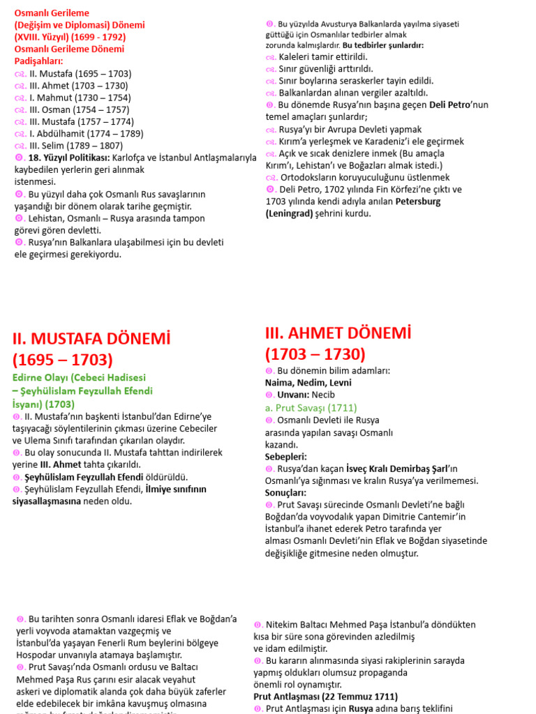 Gerileme Dönemi Hataları Gerileme Dönemi Hataları